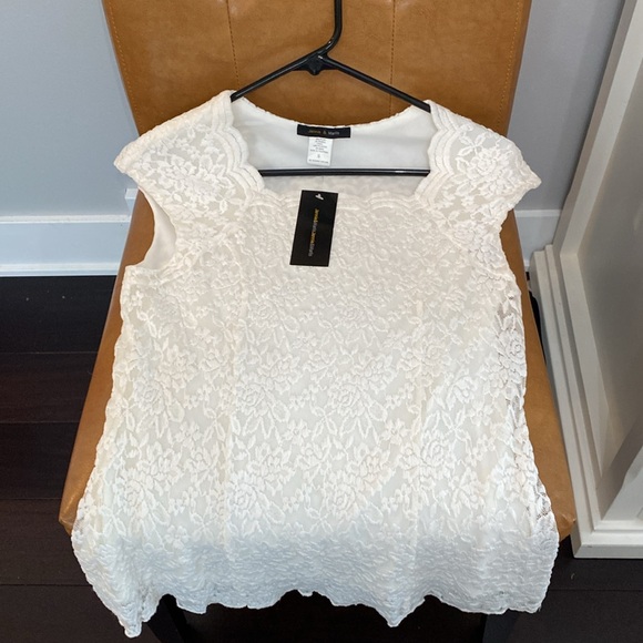 NWT  Jennie & Marlis Small. Lacey sleeveless top.  Off white cream color. - Picture 4 of 8